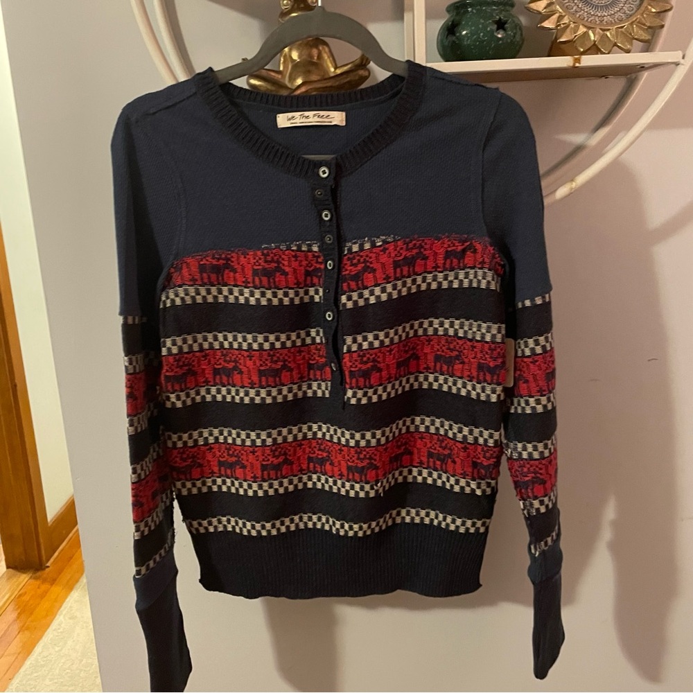 Rare Free People We The Free To The Woods Small S Thermal Henley Shirt NWT